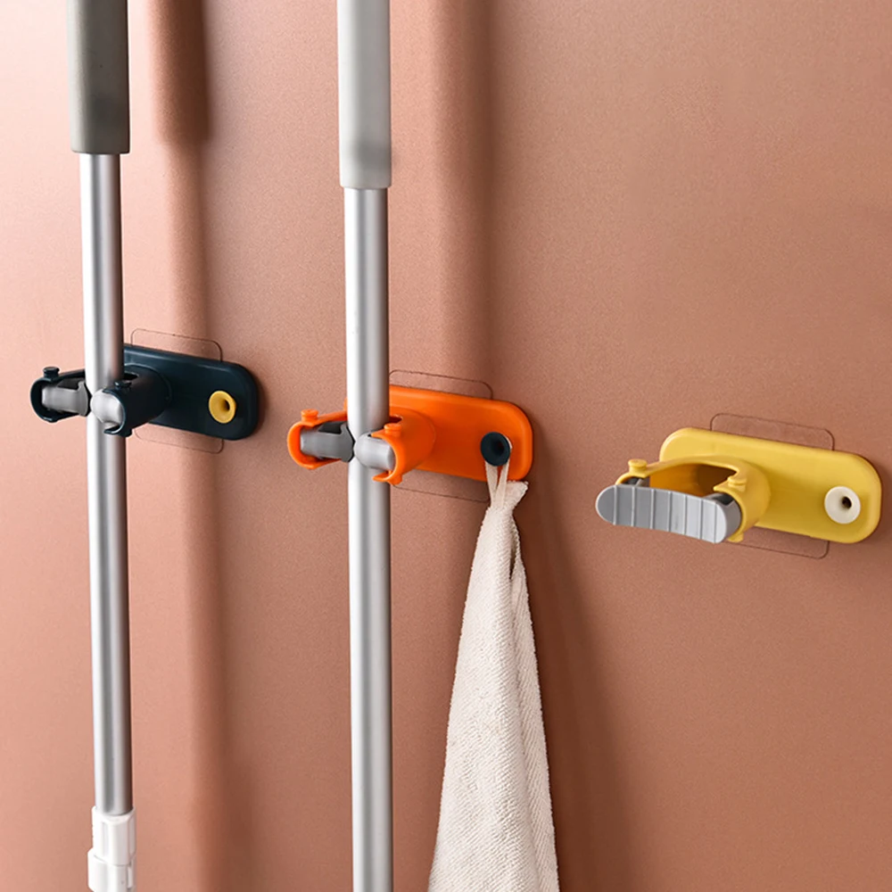 

1pcs Adhesive Multi-Purpose Hooks Wall Mounted Mop Organizer Holder RackBrush Broom Hanger Hook Kitchen bathroom Strong Hooks