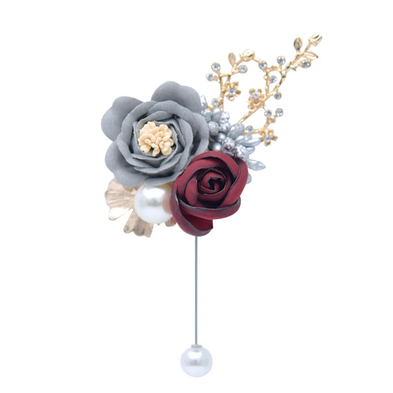 

Handmade Burgundy Rose Boutonnieres Simulated Rose Corsage Bride And Bridegroom Wedding Flower Groom Flower Ceremony Flower