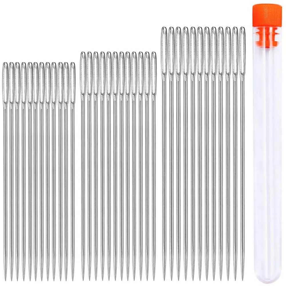 

LMDZ 36 Pcs Large Eye Sewing Needles, 3 Sizes Hand Sewing Needle with a 3.3in Plastic Bottle, Leather Thread Needle Embroidery