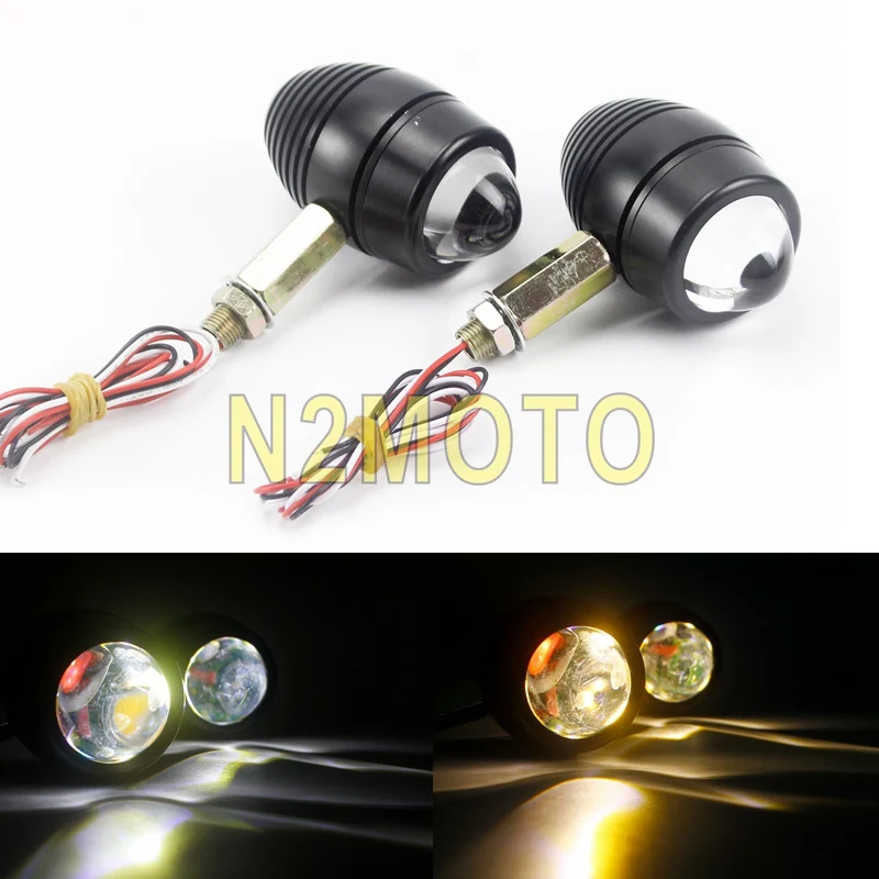 

2X Black Motorcycle Retro LED Turn Signals Indicators Blinkers Flashing Lights For Honda Suzuki Yamaha Harley Cruisers New