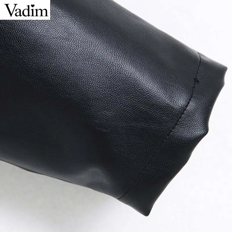 Женское элегантное платье vadim из искусственной кожи черная блузка с круглым