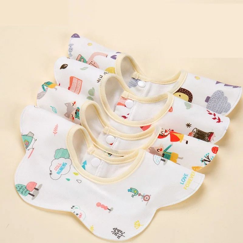 

HappyFlute 360 Degree Rotate Flower Design Cotton Reusable Unisex Waterproof Baby Bandana Drool Bibs