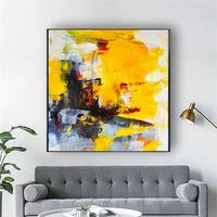 nordic abstract decor painting modern hand painted oil painting yellow orange thick oil canvas painting for living room sofa art