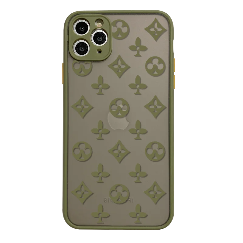

Luxury Brand Logo For IPhone 12 11 Pro Max 12 Mini 7 8 Plus X XR XS Max SE 2020 Cover Fashion Flower Pattern Matte Silicone Case