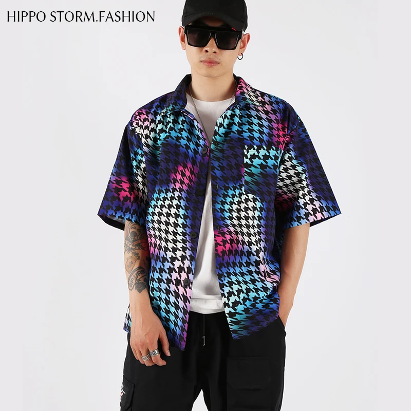 

Рубашка с принтом диджея для ночного клуба, Мужская оригинальная куртка с коротким рукавом в стиле хип-хоп для выступления на сцене, DT3035