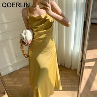 qoerlin lace up spaghetti strap dress maxi summer 2022 high waist party vestidos sexy sleeveless tank sundress female 2022 new