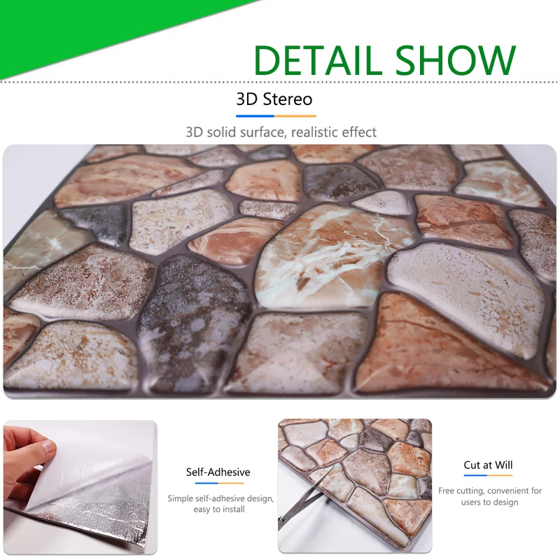 3D обои 10 шт. самоклеящиеся водонепроницаемые с рисунком кирпичного камня для
