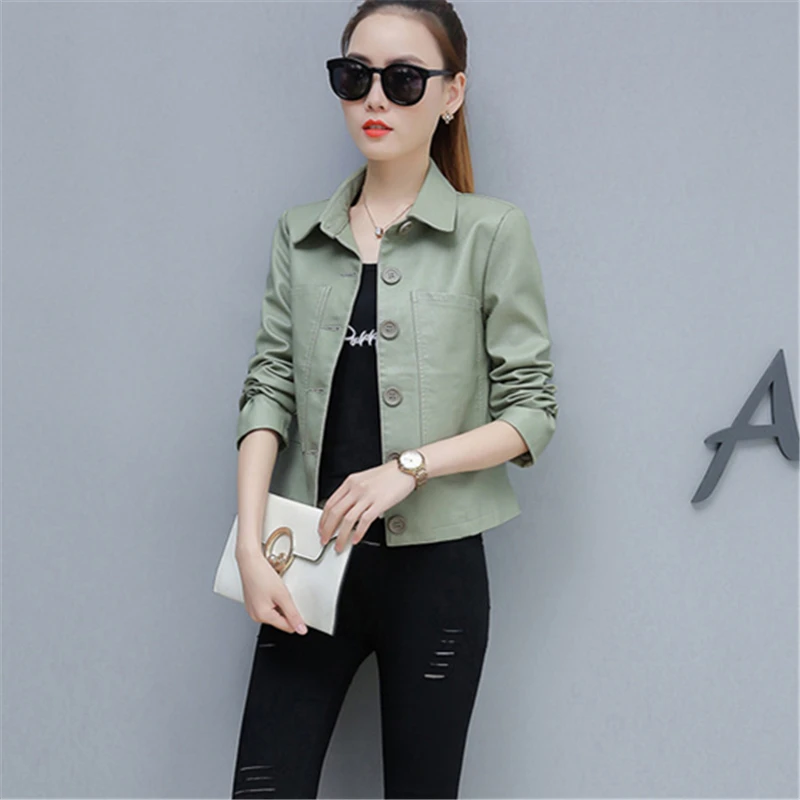 2019 демисезонная модная новая кожаная женская тонкая плюшевая Короткая