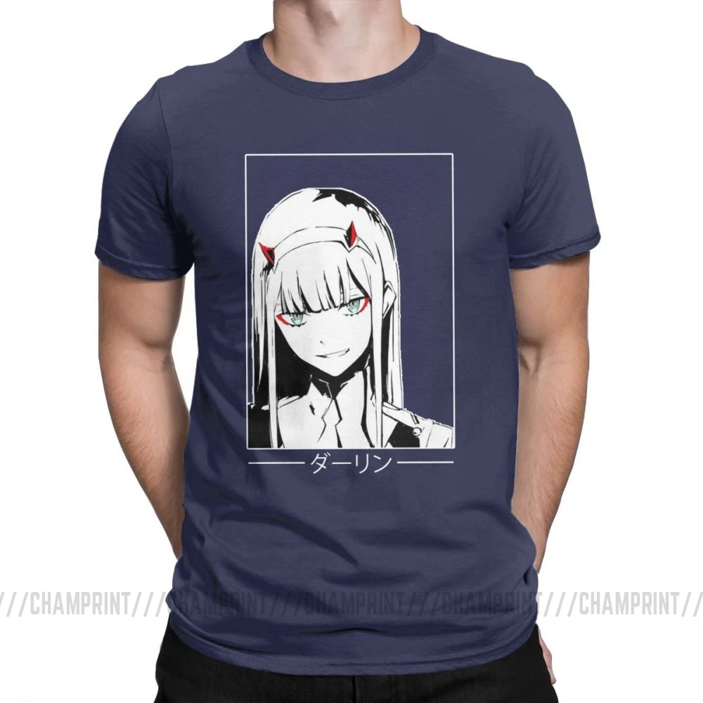 Тёмно-синий Крутая футболка Zero Two Darling In The Franxx Movie, футболка для мужчин, хлопок, футболки смешного размера плюс, топы, Новое поступление одежда - Цвет: Тёмно-синий