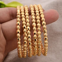 6pcslot african dubai bead gold color bangles for women bridal bracelets wedding round wife friend jewelry gift