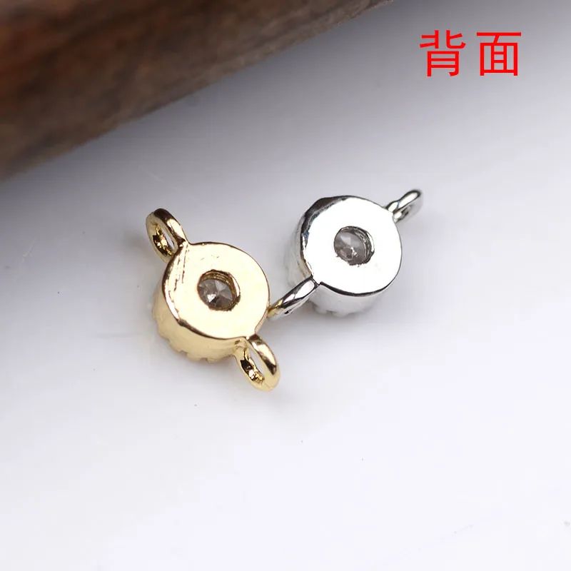 10 шт. 4*4 мм золото/серебро медный материал маленькие круглые бусины с цирконием