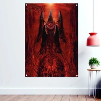 blood red devil wallpaper devil dark rock band artworks flag printing wall hanging heavy metal poster tattoo banner home decor