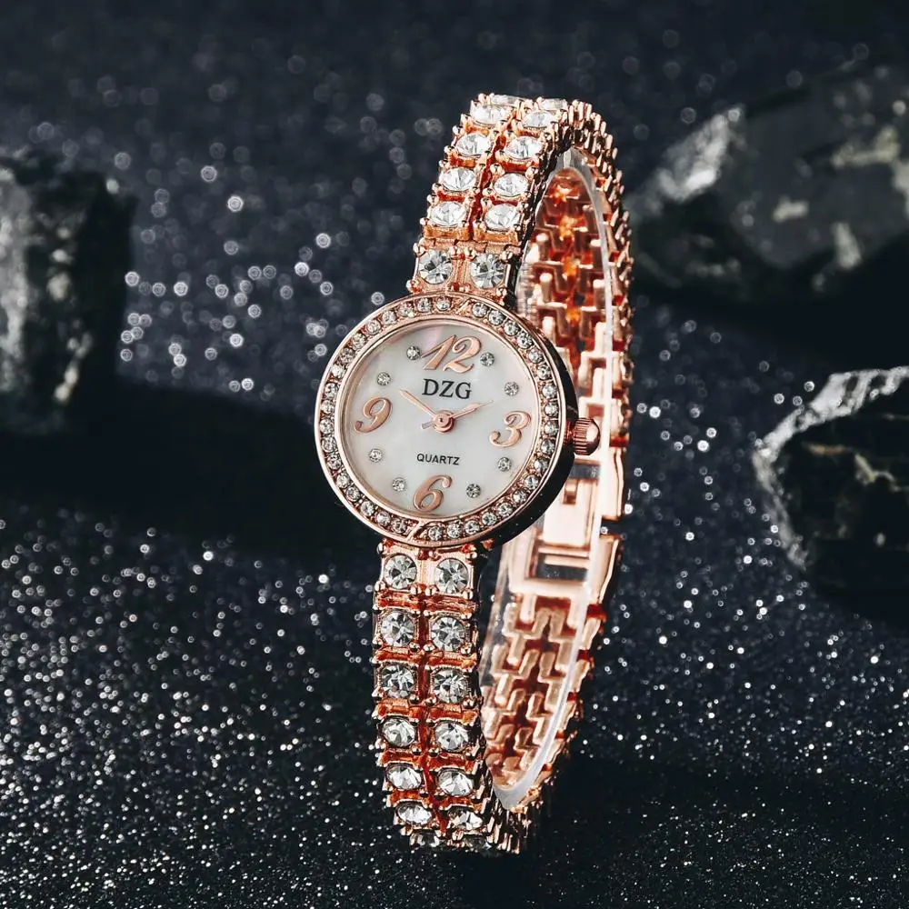 

Luxury Women Bracelet Watches Fashion Rhinestone Small Quartz Watch Rose Gold Simple Ladies Wristwatches Female Chain Clock Gift