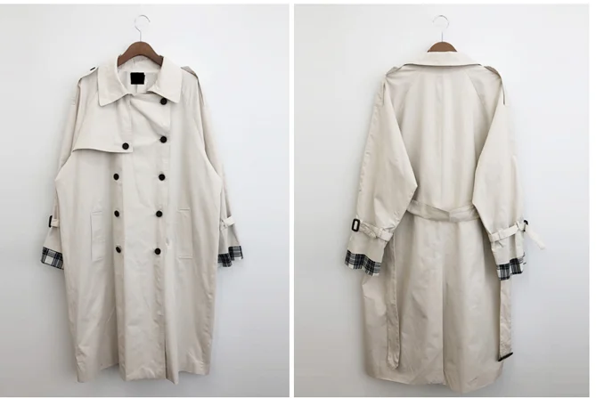 

Double white Pop Plus size grey Winter Coat Women Trench Girls Vintage Fashion Oversize Coats Long Autumn Windbreaker Outerwear