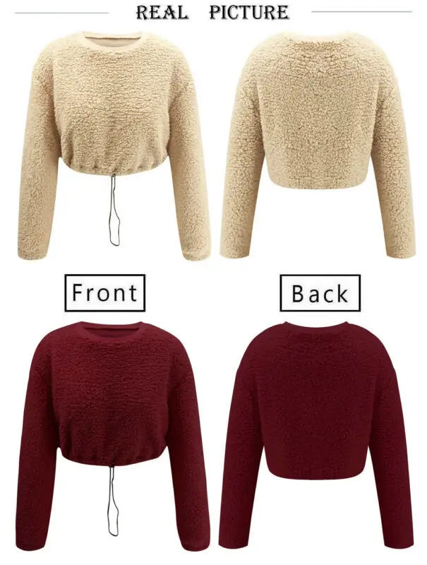 Модные Женские однотонные пушистые толстовки с длинными рукавами мишкой Тедди