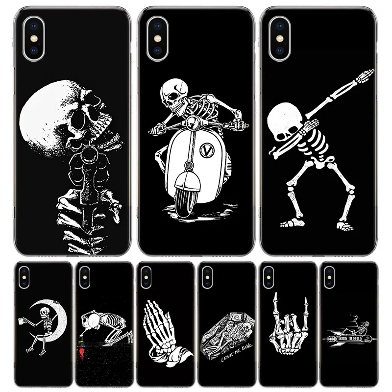 

Spooky Skull Funny Dance Skeleton Silicon Call Phone Case For Apple iPhone 11 13 Pro Max 12 Mini 7 Plus 6 X XR XS 8 6S SE 5S +