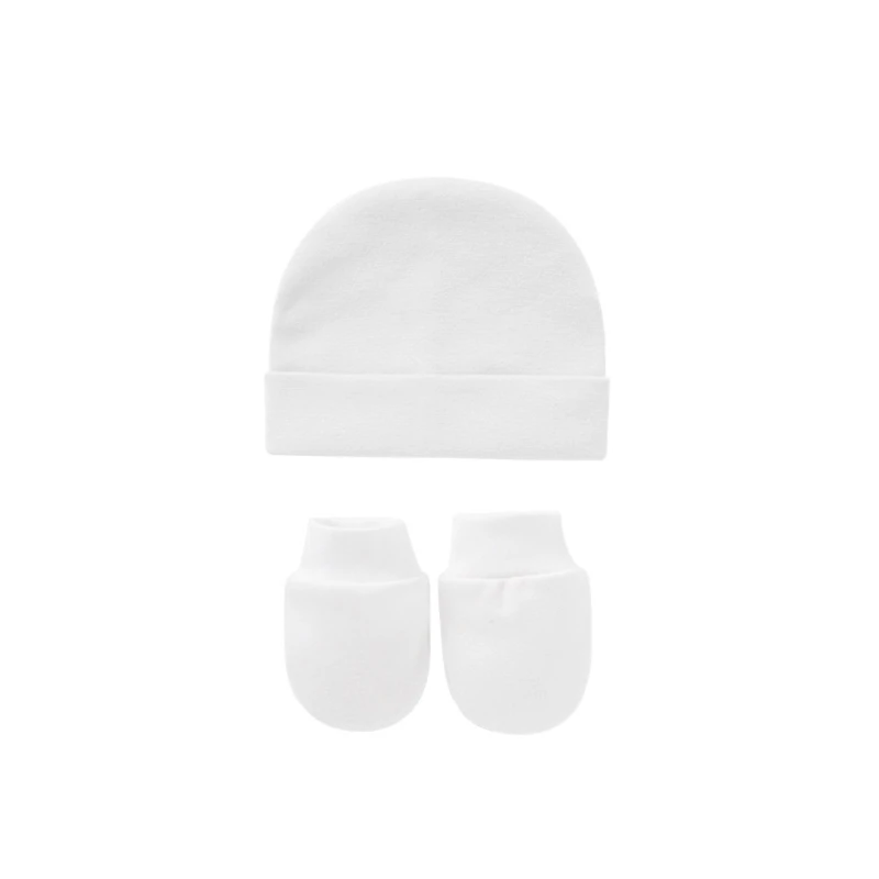 

C5AA Baby Anti Scratching Soft Cotton Gloves+Hat+Foot Cover Set Newborn Mittens Socks Beanies Kit for Infants Shower Gifts