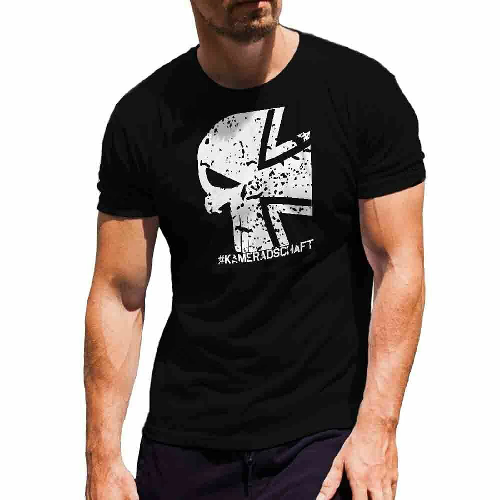 

Bundeswehr Brotherhood Skull Iron Cross T-Shirt. Summer Cotton Short Sleeve O-Neck Mens T Shirt New S-3XL