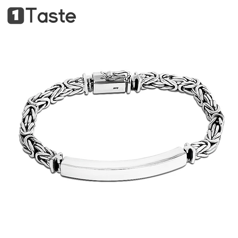 ONE TASTE 925 пробы тайское серебро мужской браслет Геометрические линии плетение