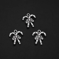 20pcslots 17x19mm antique silver plated christmas candy charms vintage cane pendants for diy bangles jewelry making finding