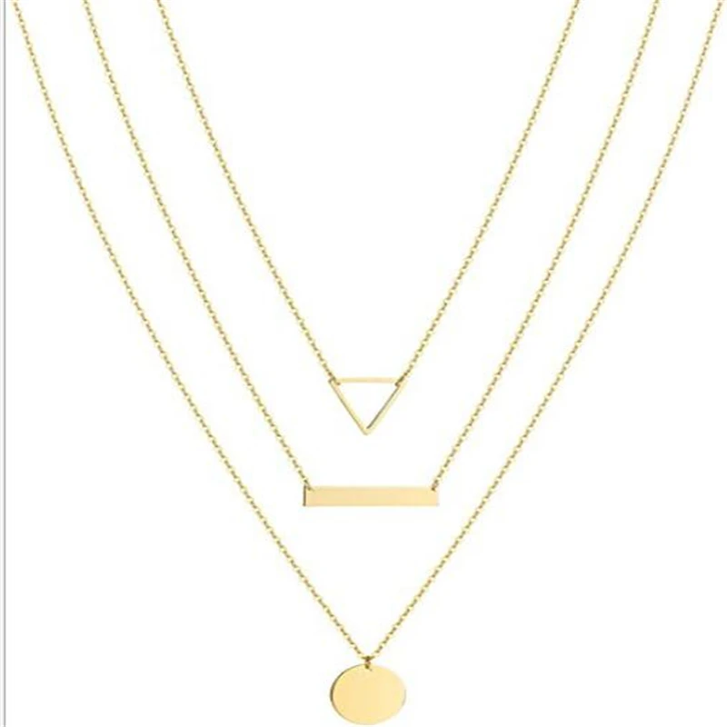 Корейская простая Золотая Геометрическая цепочка-чокер очаровательное женское