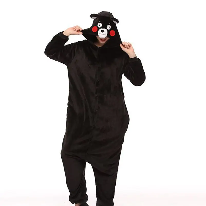 Kigurumi Black Kumamon Bear onesies Pajamas Sets animal costume Pyjamas Unisex Cartoon Cosplay character pijamas sleepwear