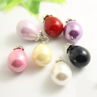 50 pcs high end imitation ceramic water drop pearl buttons diy oval pendant clothing decoration buttons seven colors 1324mm