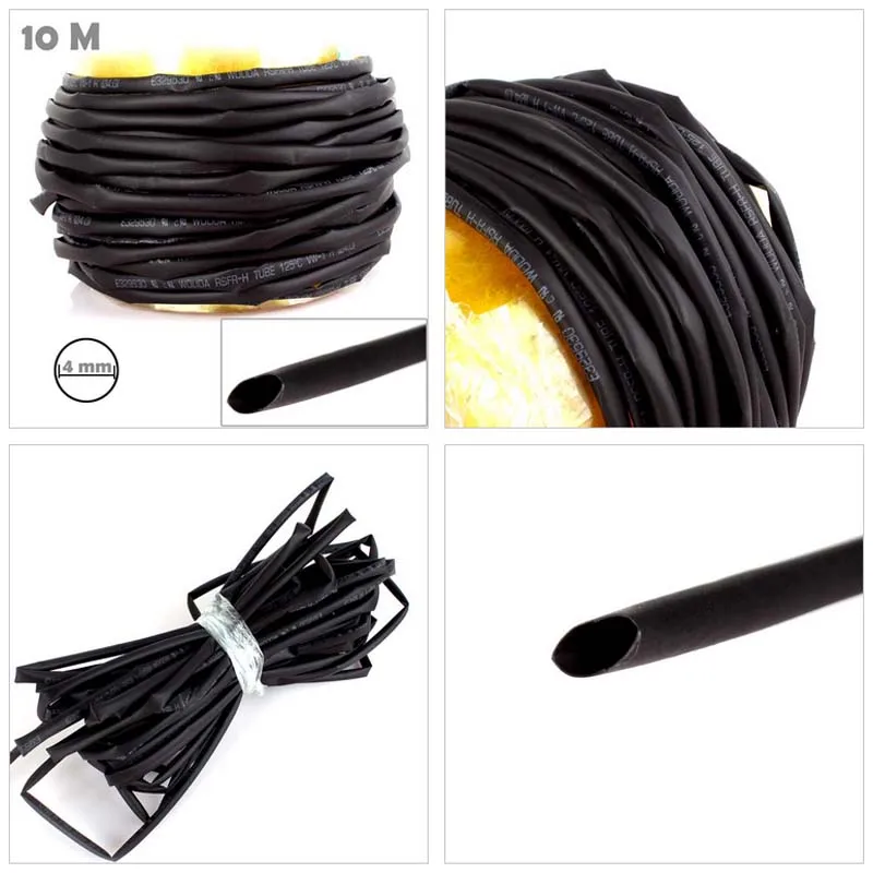 

Hot Round Diameter 2mm/4mm Length 10M Black Color Heat Shrink Tubing Shrinkable Tube Black Wire Wrap DIY Connector Free shipping