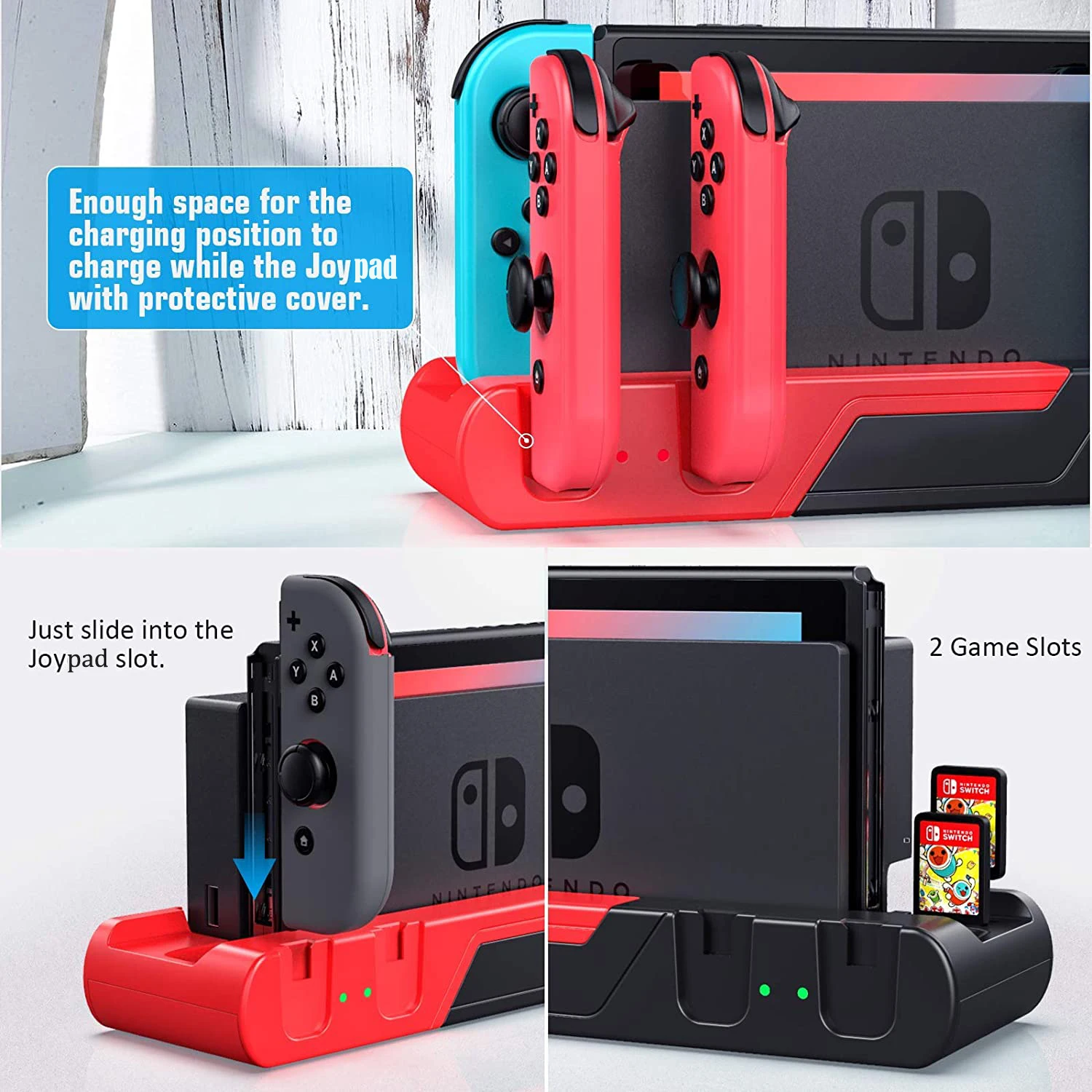 6 in 1 charging dock stand station led usb 2 0 console charger playstand with game card slots for nintendo switch accessories free global shipping