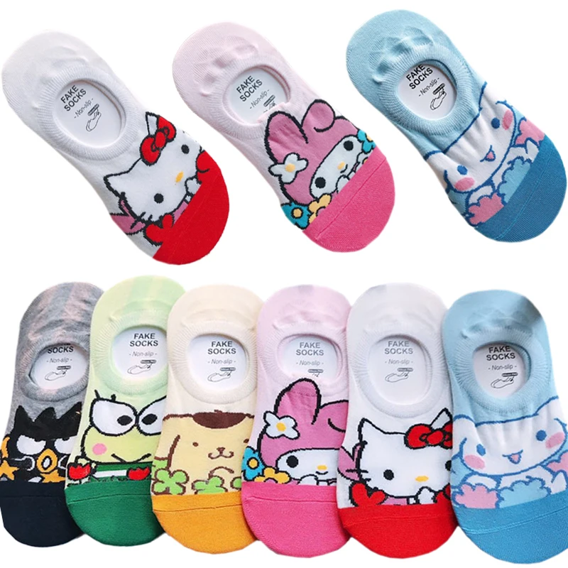 

Sanrios kawaii Мультфильм Мелодия HelloKt Cinnamoroll baby Kulomi лодочные носки подарки для детей Kitty Cinnamoroll sanrios лодочные носки