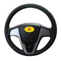 braid on the steering wheel cover for hyundai solaris ru 2010 2016 verna 2010 2016 i20 2009 2015 accent steering wheel case