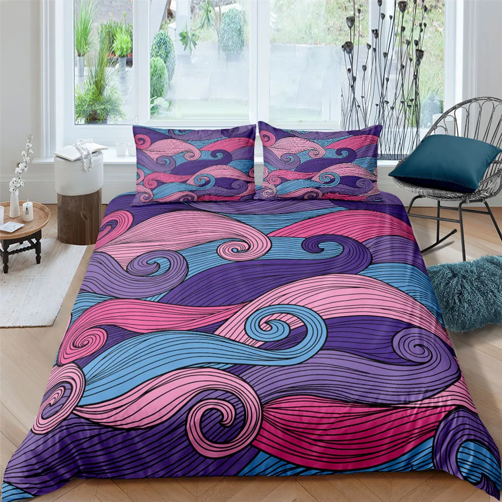 

Creative Colorful Spiral Abstract Pattern Bed Cover 3D Print Candy Bedding Set Gradient Color Duvet Cover Pillowcases King Size