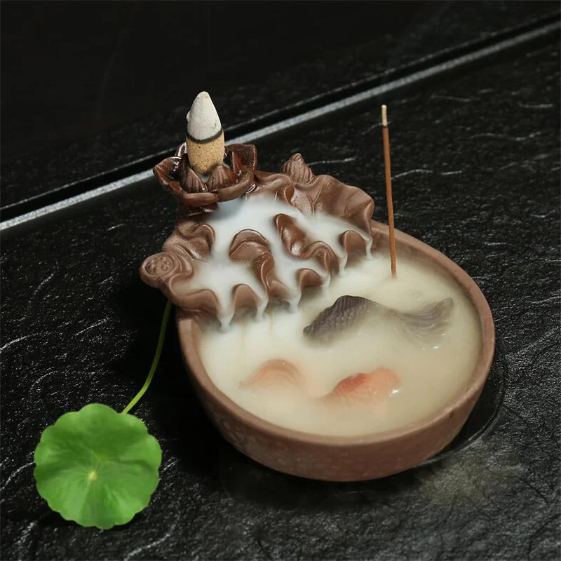 Золотая рыбка горелка для благовоний домашний декор керамическая золотая