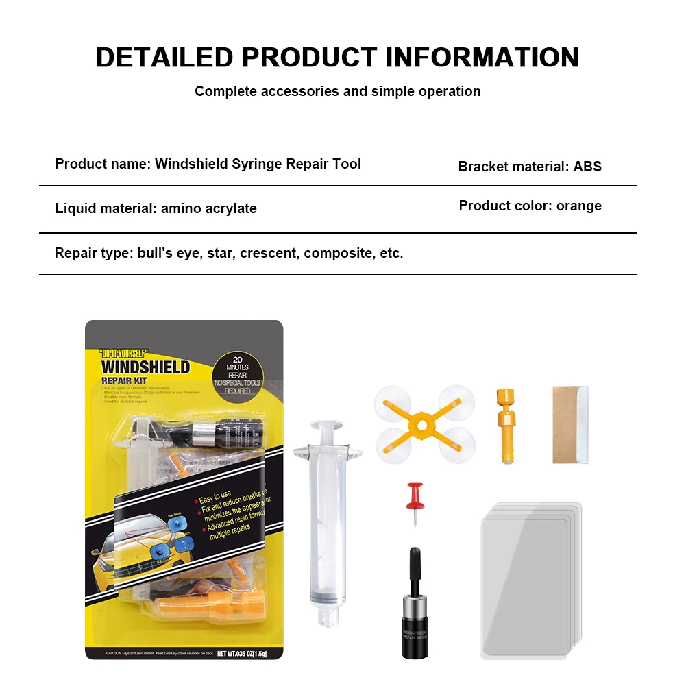 

Windshield Repair Kit Car Windshield Repair Tool Car Glass Repair Liquid Car Windshield Repair Resin Cracked Glass Repair Kit