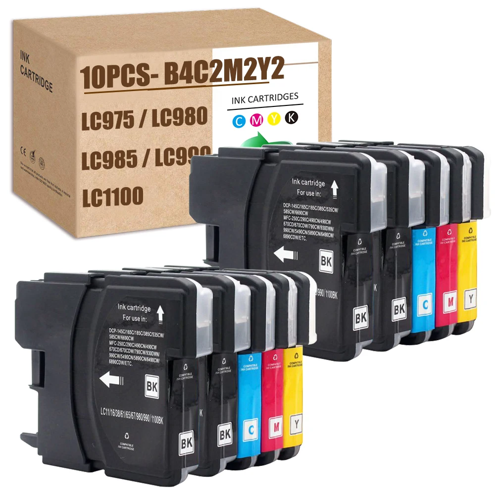 

For Brother LC1100 Printer Ink LC980 LC985 LC990 for MFC-250C 255CW 790CW 6490CW DCP-165C 167C 185C 195C DCP-365CN 373CW