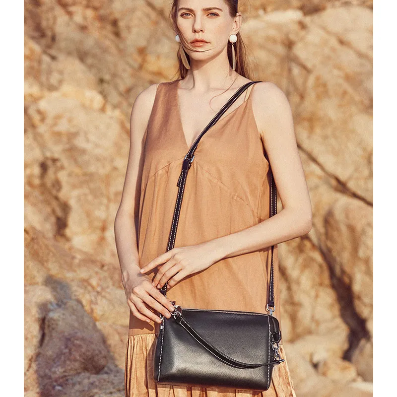 Сумка на плечо ZENCY женская из 100% натуральной воловьей кожи маленький мессенджер