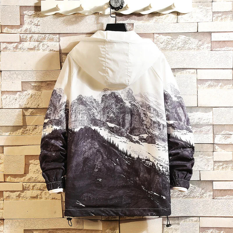

Spring Jackets man printing hooded casual men jacket coat windbreaker bomber men's jacket streetwear women jackets