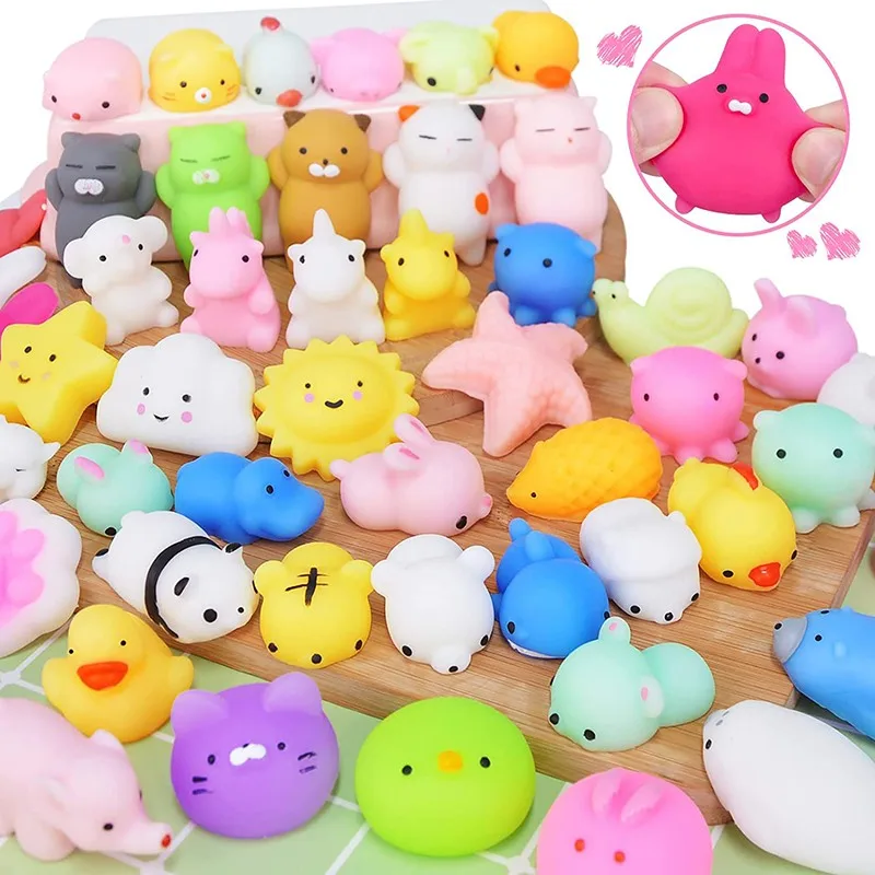 

10/30/50pcs Pack Mochi Squishy Toys Fidget Mini Small Kawaii Animal Squeeze Cat Stress Relief Figet Toy For Kids Adults