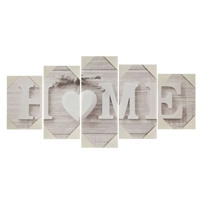

5Pcs Concise Fashion Wall Paintings Home Letter With Wooden Frame Prints Photo Paintings Wall Art For Home Decorations Paintings