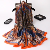 2021 luxury silk scarf for women tree leaf printed foulard shawls out door sun protective pashmina female fashion neck wrap