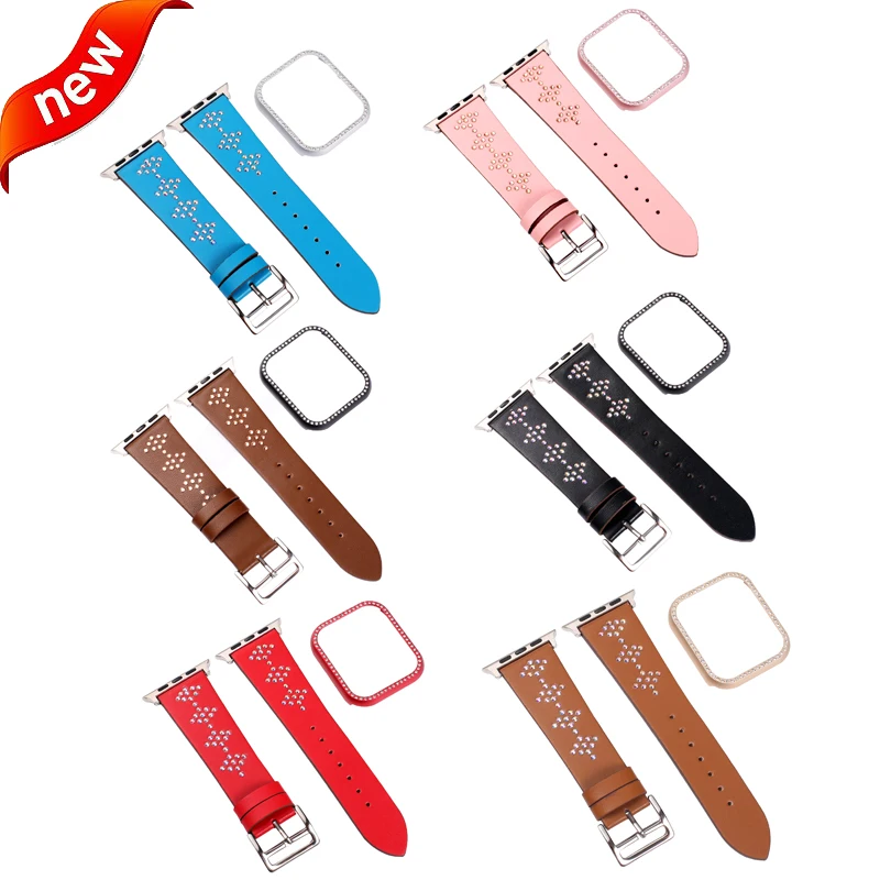 Кожаный ремешок и чехол для часов apple watch band 42 мм 38 браслет iwatch 4 44 40 серия 3 2