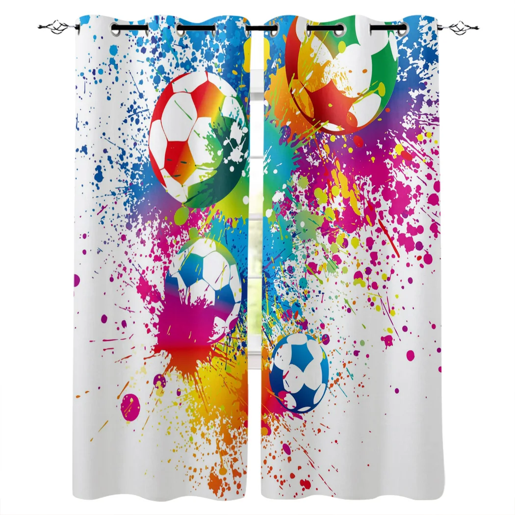 Цветная занавеска для кухни в виде футбольной краски спальни дома оконная