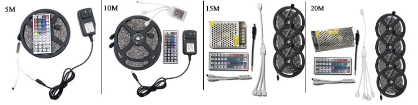 Светодиодный светильник 2835 SMD RGB лента 5 м 10 м 15 м 20 м DC12V 3528 5050 Гибкая RGB Светодиодная лента e лента Диод+ WiFi контроллер+ адаптер