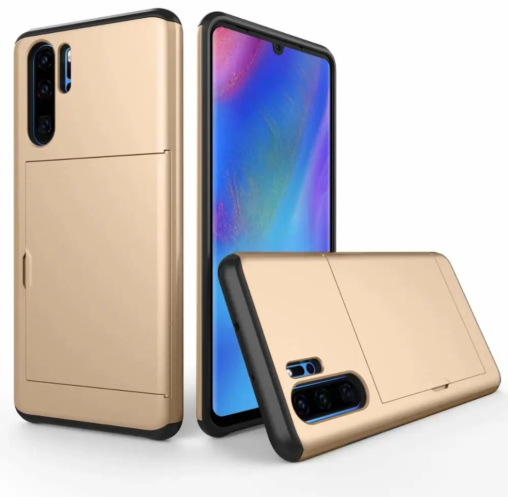 gold Для huawei P30 pro тонкий гибридный армированный противоударный резиновый чехол-бампер для телефона Бумажник слот для карт держатель задняя крышка для huawei P30 Coque - Цвет: gold