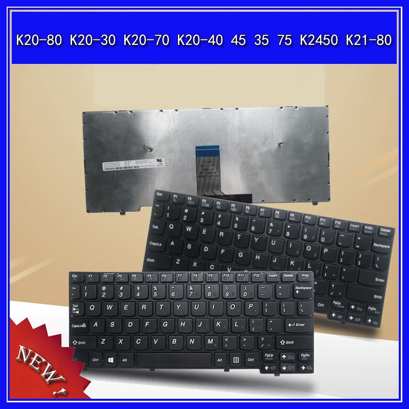 

Laptop Keyboard For Lenovo K20-80 K20-30 K20-70 K20-40 45 35 75 K2450 K21-80 Notebook Replace US Keyboard