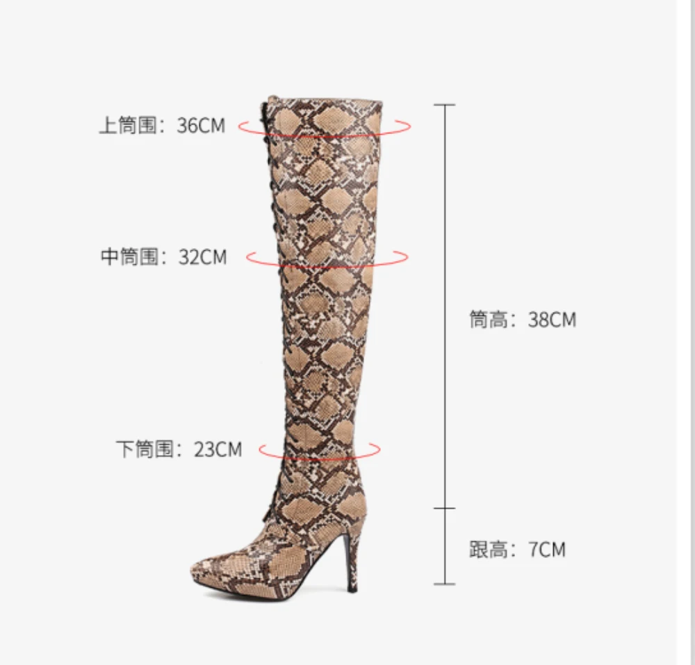 

2021 New High-top Women's Boots Snake Print Boots Fashion Catwalk Boots Stage Boots Snakeskin Print High Heel Boots 33-48