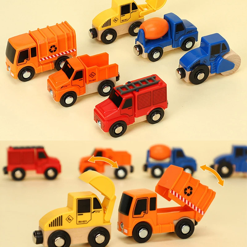 Деревянная железная дорога магнитный поезд игрушки деревянный трек аксессуары