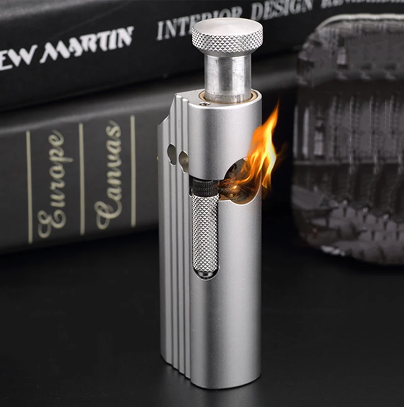 

Керосиновая зажигалка, алюминиевая металлическая специальная машина для обработки, Ретро винтажный шлифовальный круг, креативная Зажигал...