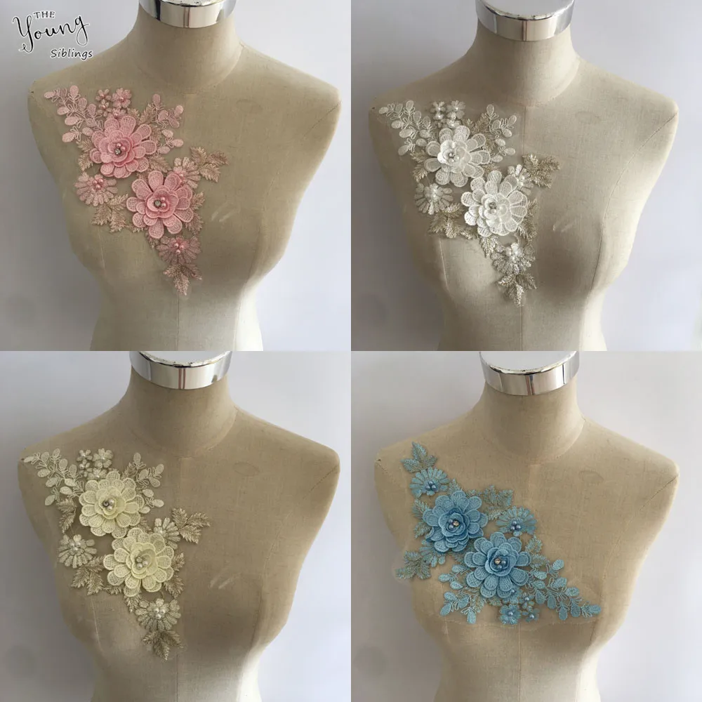 

Новое поступление, Жемчужный Цветок из АБС-пластика, кружевной вырез, вышивка, кружевной воротник, сделай сам, аппликация для платья, украше...