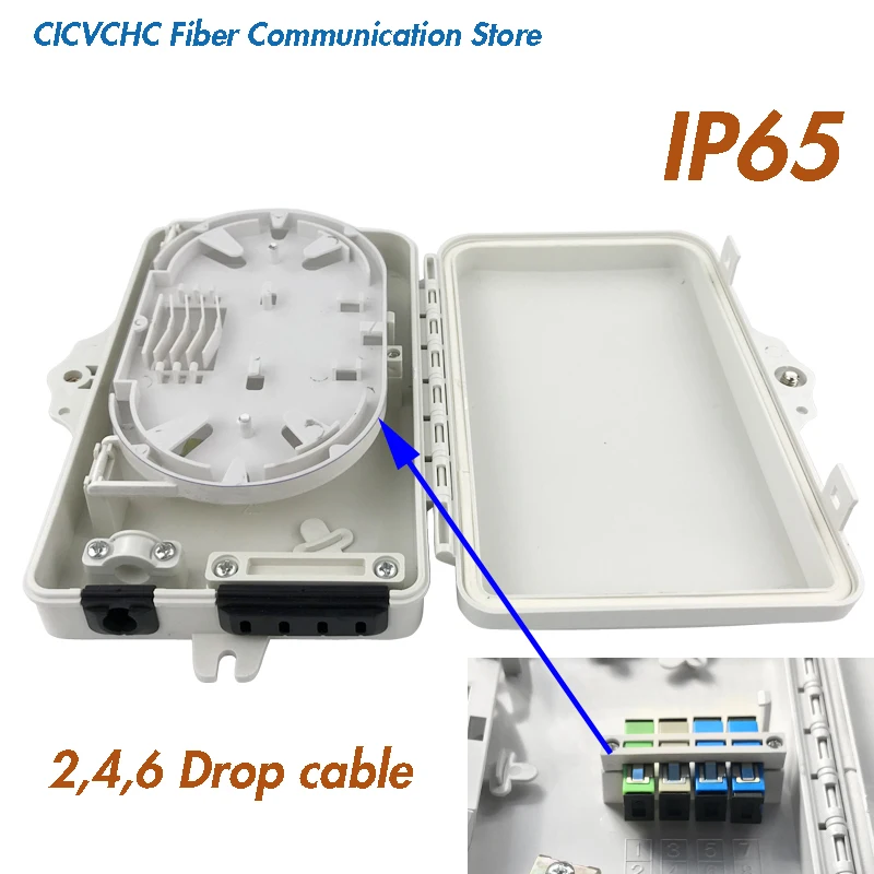 5pcs Fiber Distribution Box- IP65 waterproofing for indoor and outdoor-2,4 or 6 Drop cables-Wall-hanging